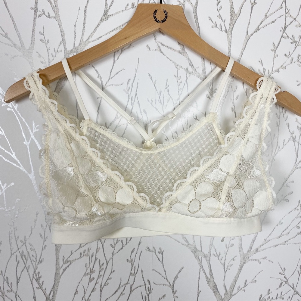 Aerie Lace Racerback Straps Cream Bralette NWOT M - Picture 3 of 9